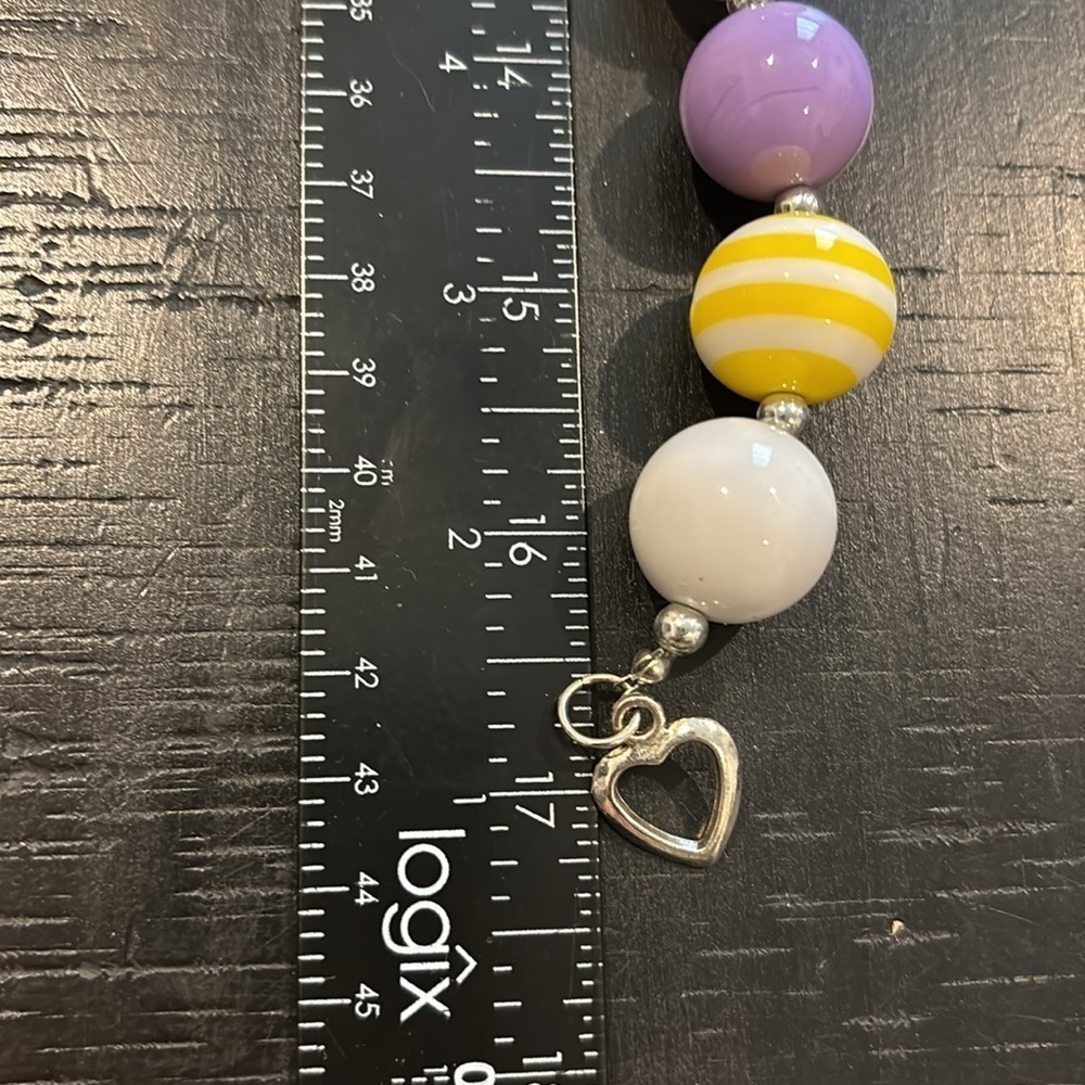 BACK TO SCHOOL BUBBLE GUM BEAD NECKLACE W/BACKPACK PENDANT - Picture 8 of 8